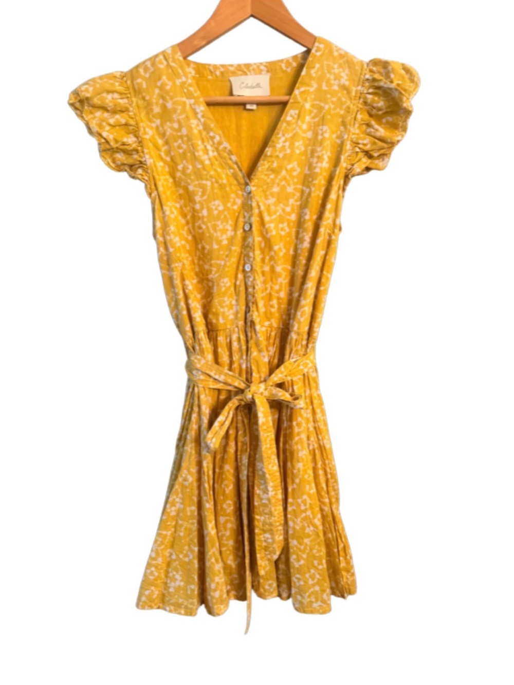 Cleobella Zia Dress XS Mustard Ruffles and Belted - Picture 4 of 8